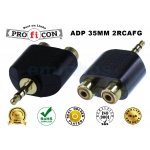 ADP 35MM 2RCAFG Pro.fi.con golden plated adaptor male 3.5mm stereo plug to 2 female RCA socket καλής ποιότητας επίχρυσος μετατροπέας αρσενικό σε θηλυκά φις